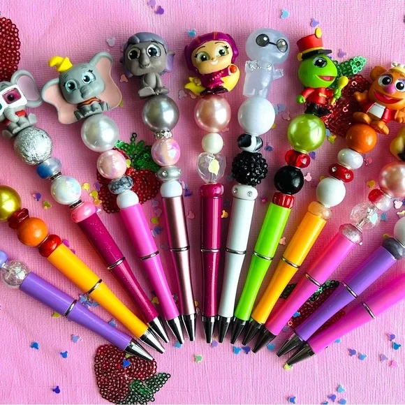✨😍 Disney Doorable beaded Pens handmade✍️ princess pixar Toy Story muppets - Picture 3 of 16